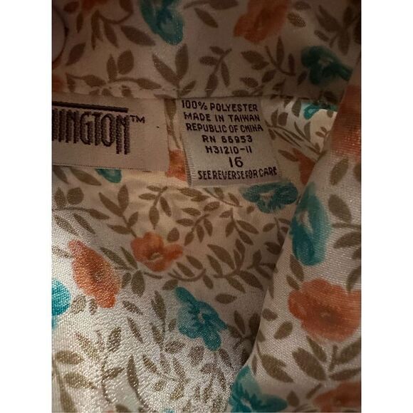 Vintage Worthington Blouse Womens Satin White Colorful Floral Button Up Shirt 16 - Picture 6 of 10